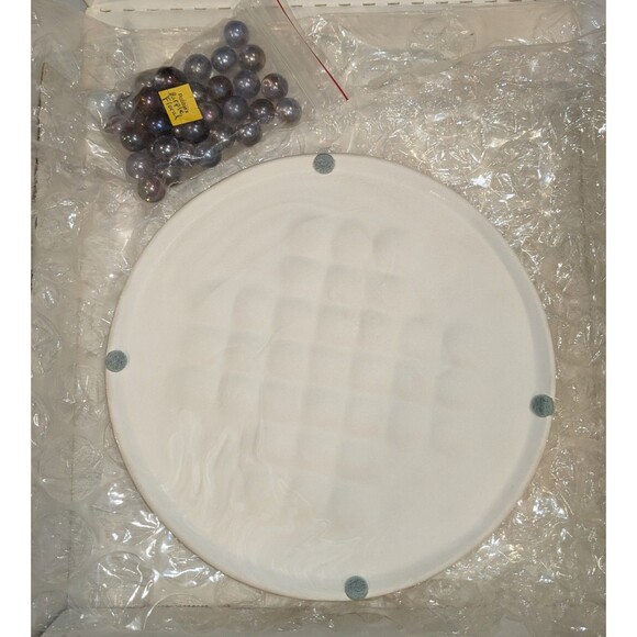 Vintage Ceramic Marble Solitaire Game Purple Flowers 8.25”Diameter- Estate Find - Picture 3 of 6